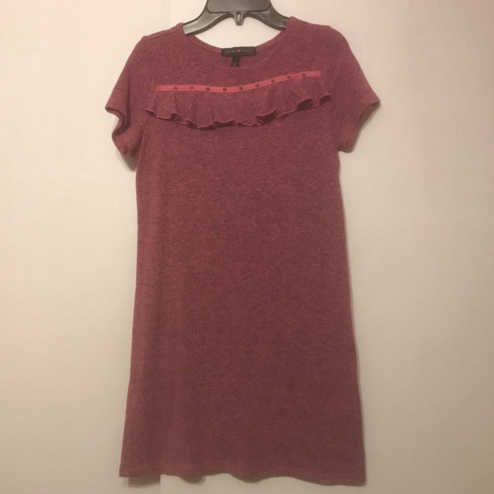 Girls light weight pink heather sweater dress
